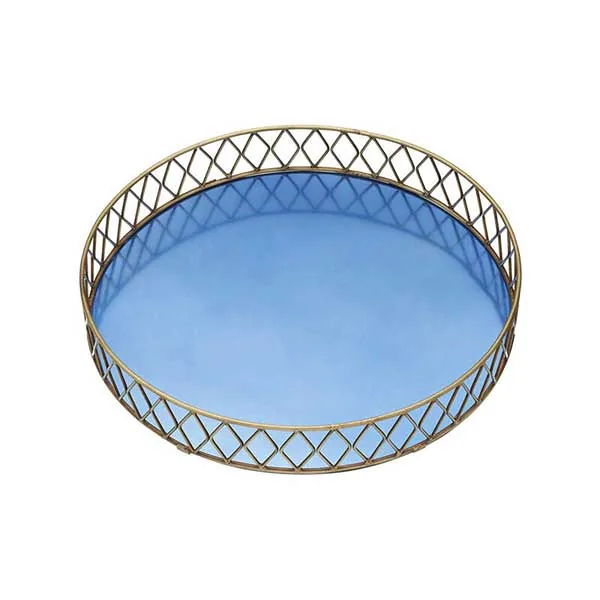 BarCraft  Serving Tray Blue Brass Finish